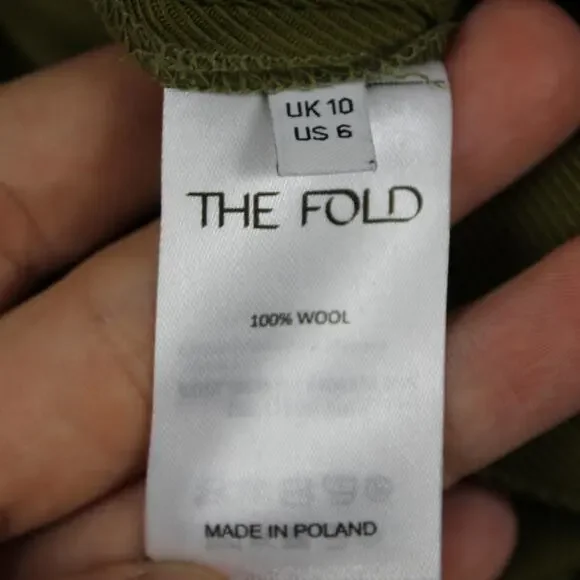 The Fold Pants 6 Talia Pleated Wool Straight Leg Trouser Olive Green Work Office